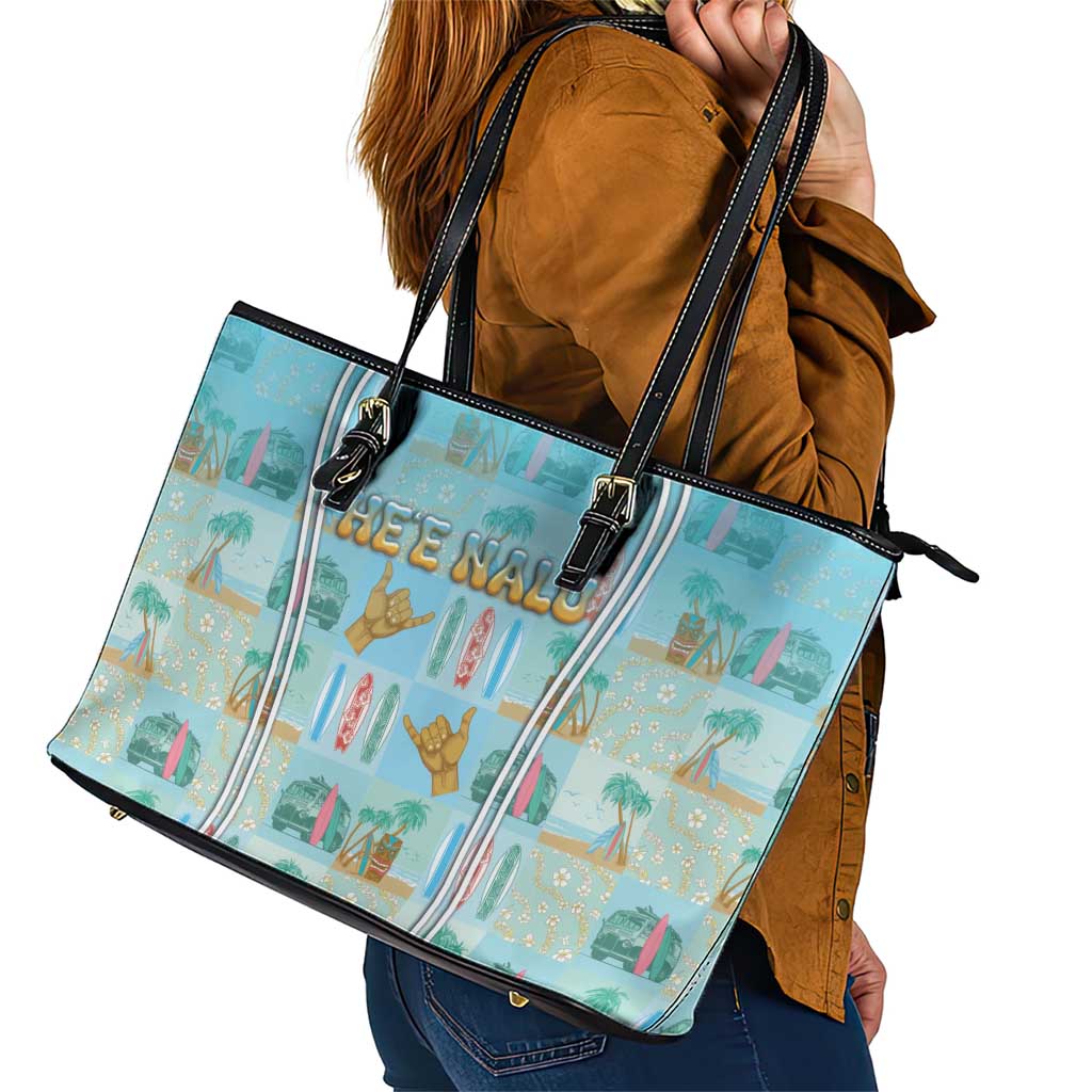 Hawaii Surfing Leather Tote Bag He'e Nalu DT05 - Polynesian Pride