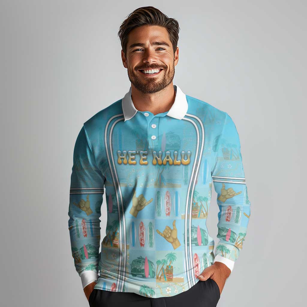 Custom Hawaii Surfing Long Sleeve Polo Shirt He'e Nalu DT05 - Polynesian Pride
