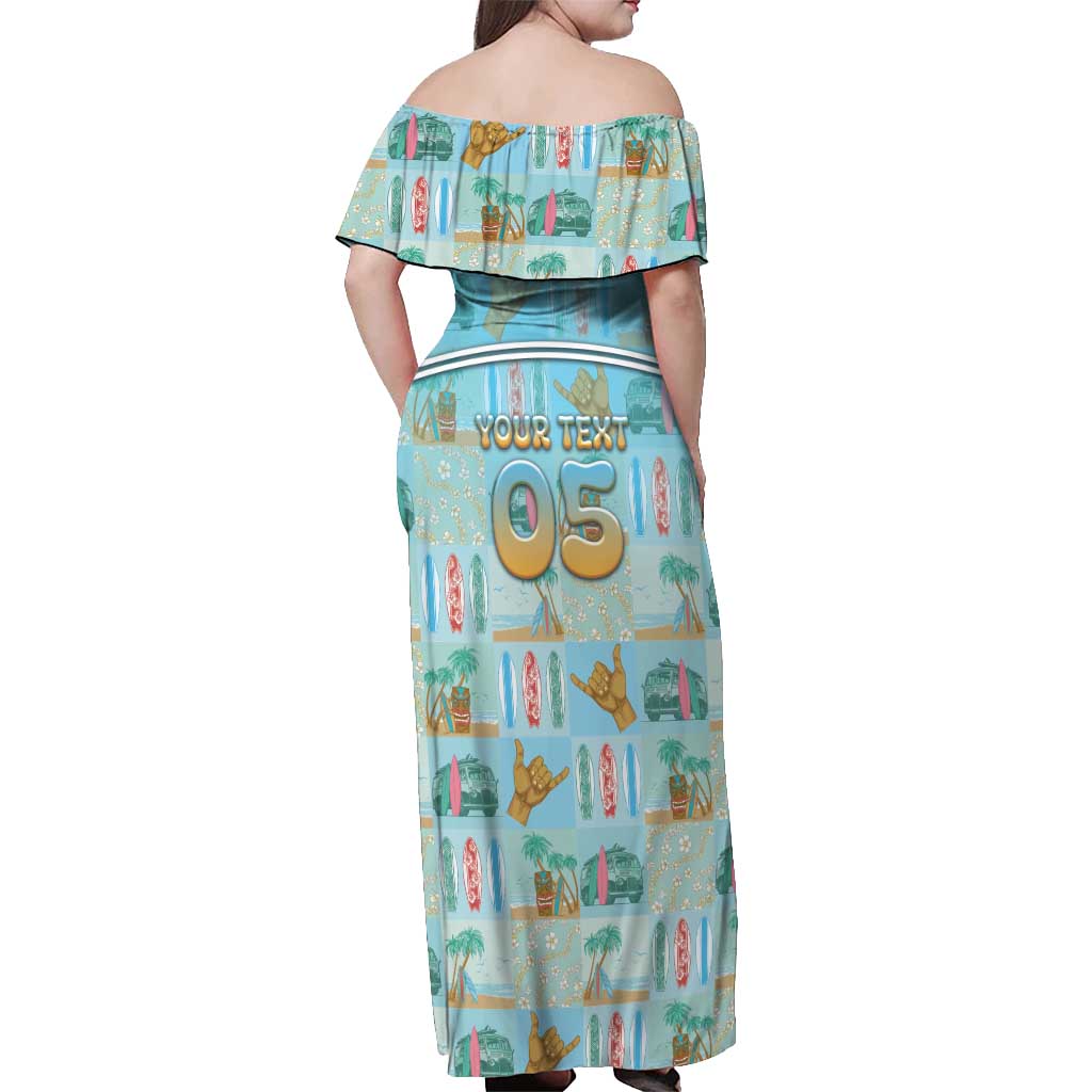 Custom Hawaii Surfing Off Shoulder Maxi Dress He'e Nalu DT05 - Polynesian Pride