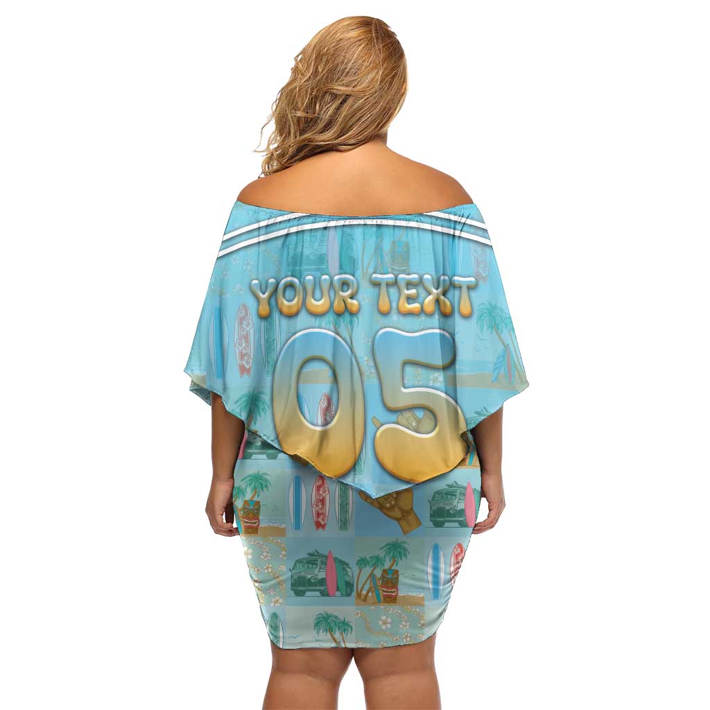 Custom Hawaii Surfing Off Shoulder Short Dress He'e Nalu DT05 - Polynesian Pride