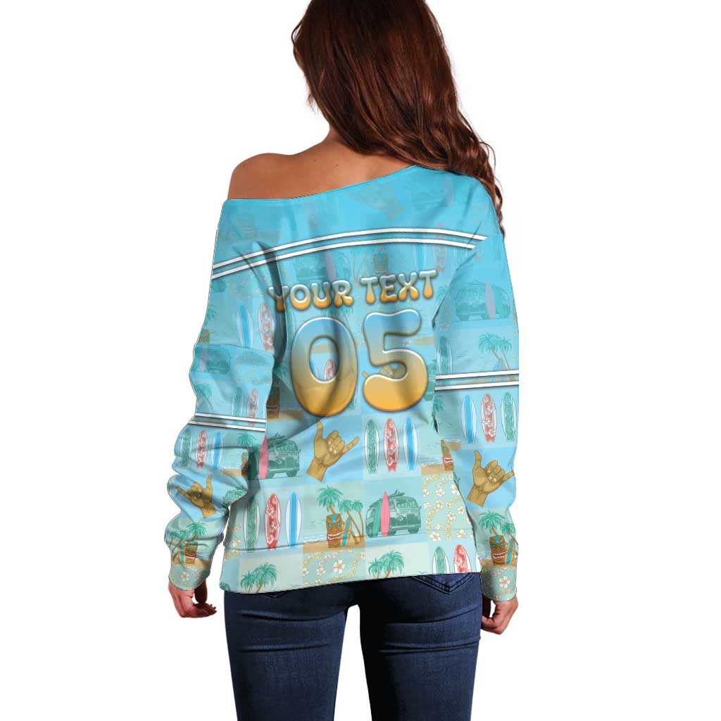 Custom Hawaii Surfing Off Shoulder Sweater He'e Nalu DT05 - Polynesian Pride