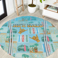 Hawaii Surfing Round Carpet He'e Nalu DT05 Blue - Polynesian Pride