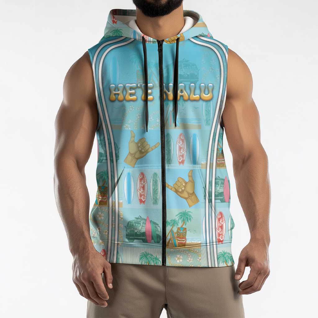 Custom Hawaii Surfing Sleeveless Zip Hoodie He'e Nalu