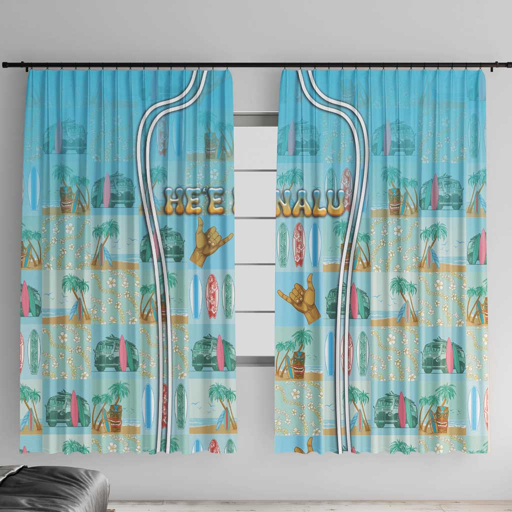 Hawaii Surfing Window Curtain He'e Nalu DT05 With Hooks Blue - Polynesian Pride