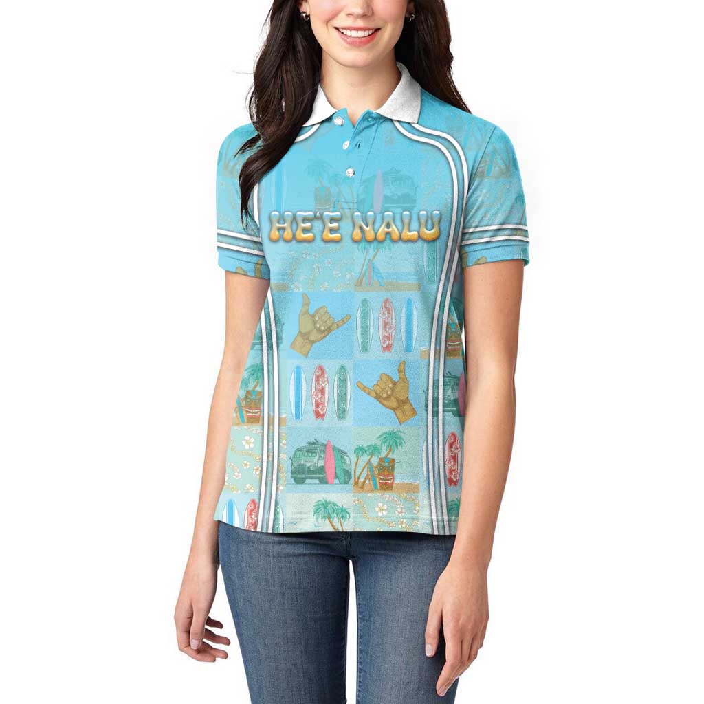 Custom Hawaii Surfing Women Polo Shirt He'e Nalu DT05 - Polynesian Pride
