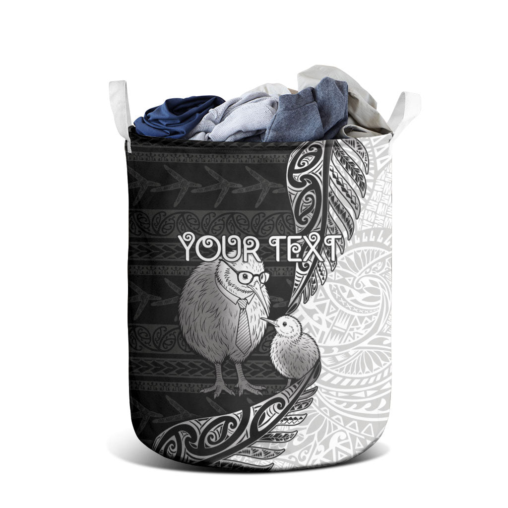 Personalised New Zealand Father's Day Laundry Basket Papa Kiwi Bird Tribal Pattern DT05 - Polynesian Pride