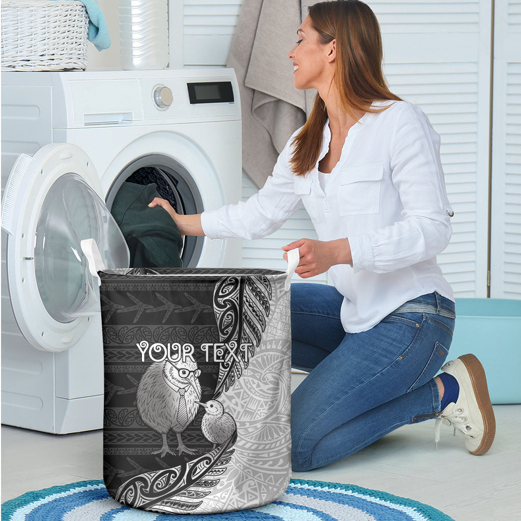 Personalised New Zealand Father's Day Laundry Basket Papa Kiwi Bird Tribal Pattern DT05 - Polynesian Pride