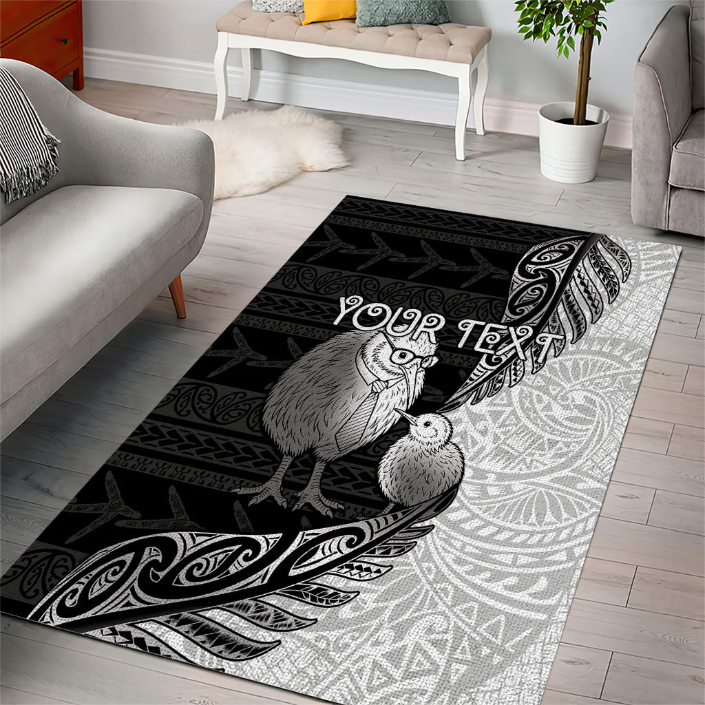 Personalised New Zealand Father's Day Area Rug Papa Kiwi Bird Tribal Pattern DT05 - Polynesian Pride