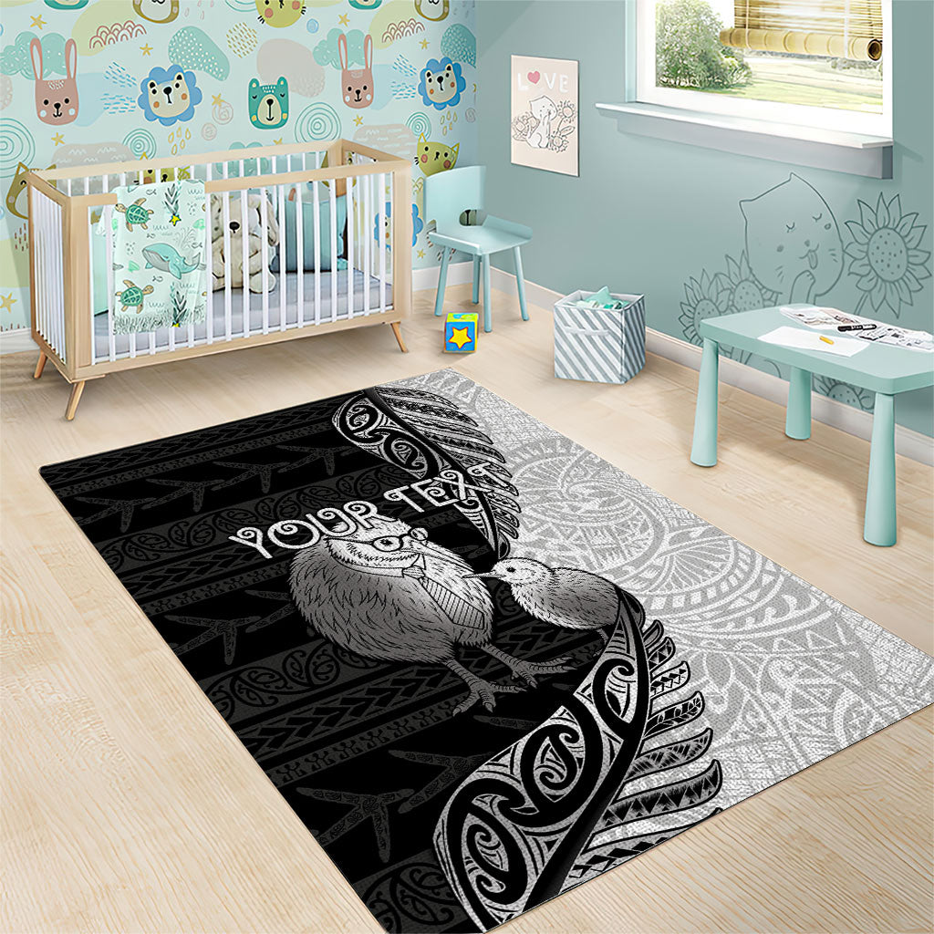 Personalised New Zealand Father's Day Area Rug Papa Kiwi Bird Tribal Pattern DT05 - Polynesian Pride