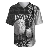 Personalised New Zealand Father's Day Baseball Jersey Papa Kiwi Bird Tribal Pattern DT05 Black - Polynesian Pride