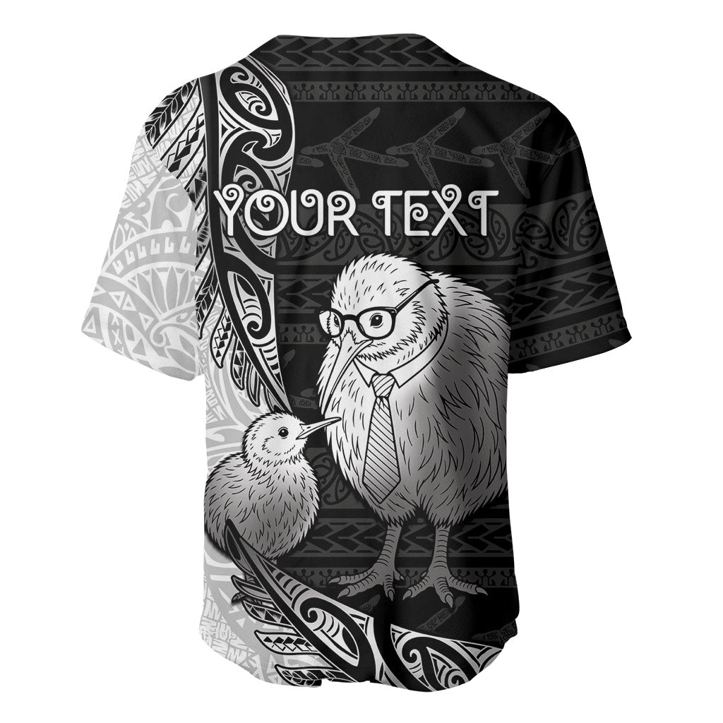 Personalised New Zealand Father's Day Baseball Jersey Papa Kiwi Bird Tribal Pattern DT05 - Polynesian Pride