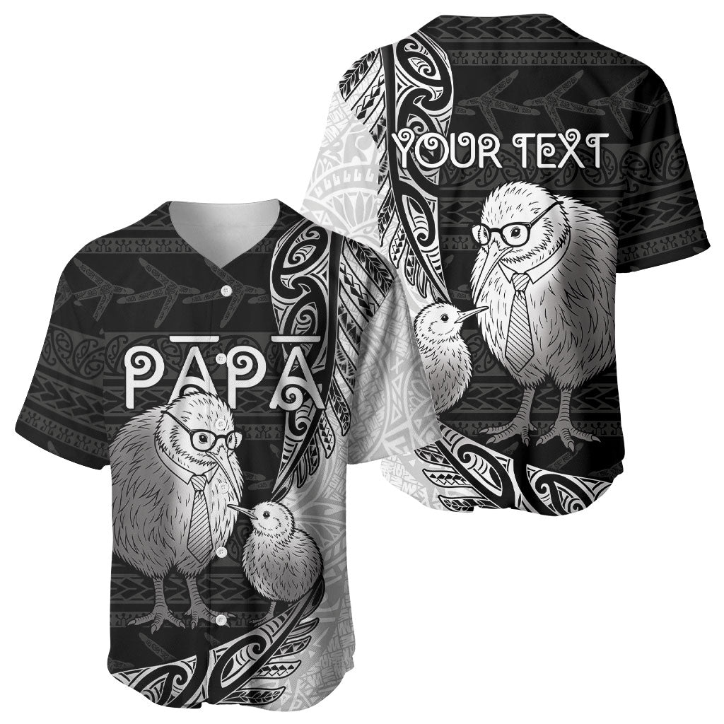Personalised New Zealand Father's Day Baseball Jersey Papa Kiwi Bird Tribal Pattern DT05 - Polynesian Pride