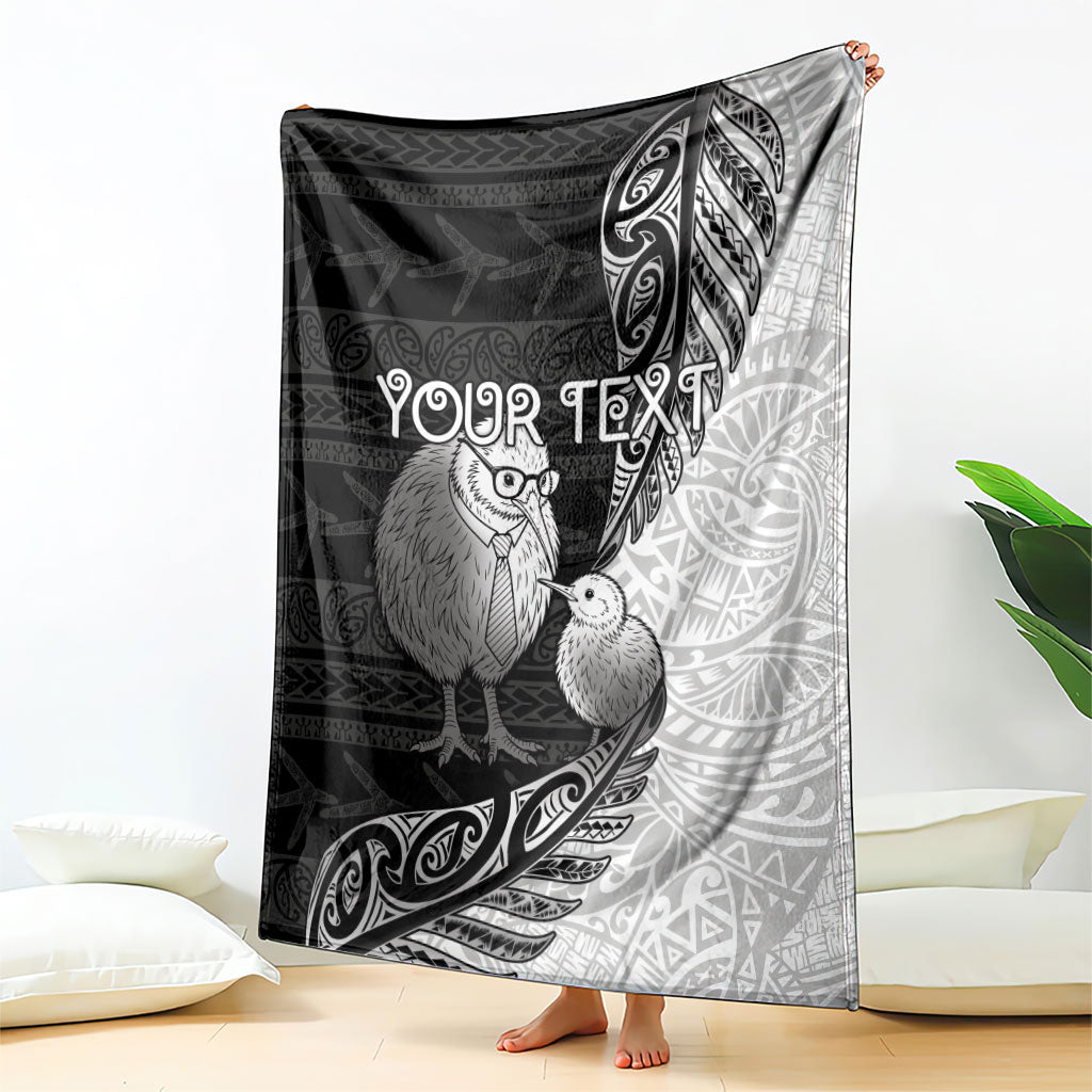 Personalised New Zealand Father's Day Blanket Papa Kiwi Bird Tribal Pattern DT05 - Polynesian Pride