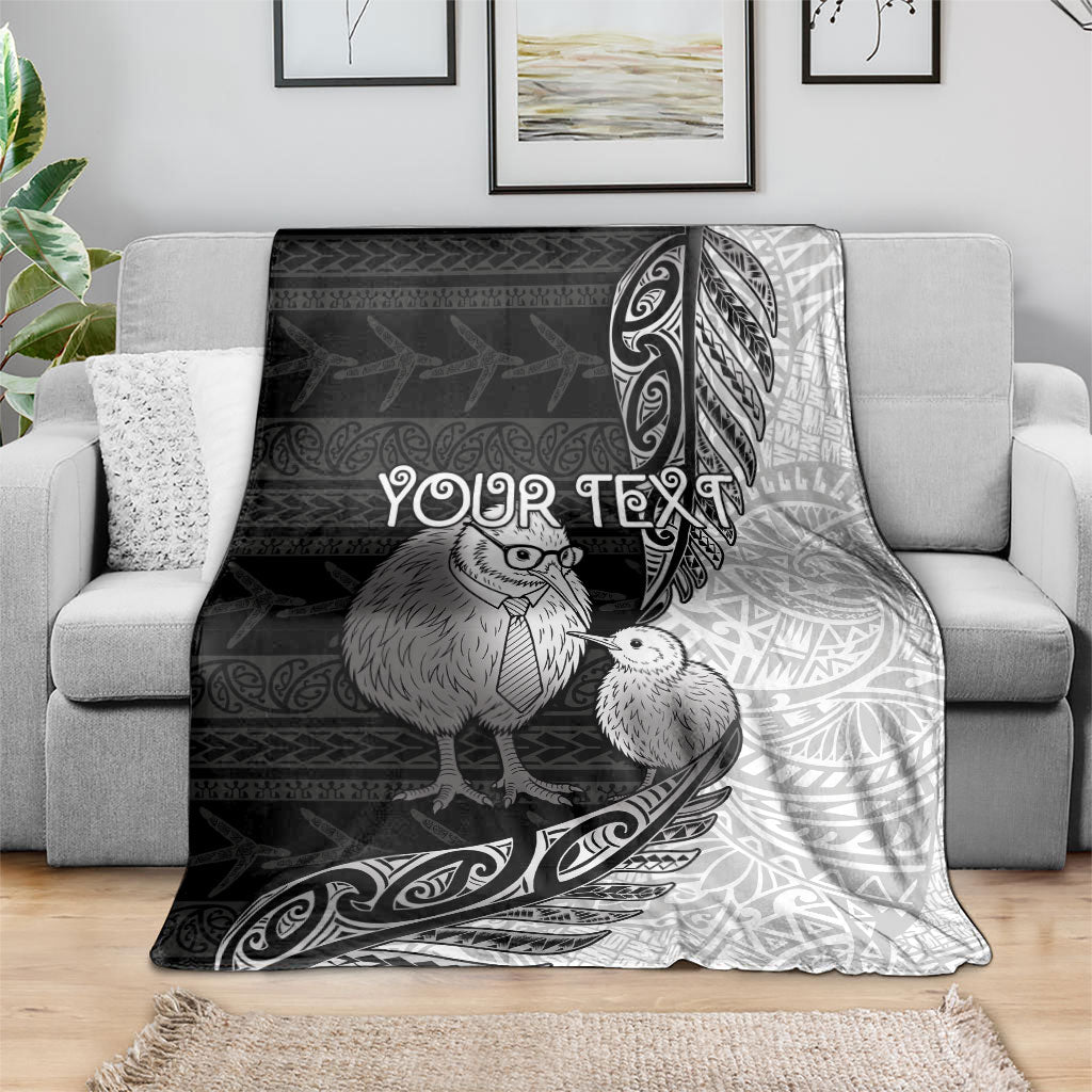 Personalised New Zealand Father's Day Blanket Papa Kiwi Bird Tribal Pattern DT05 - Polynesian Pride