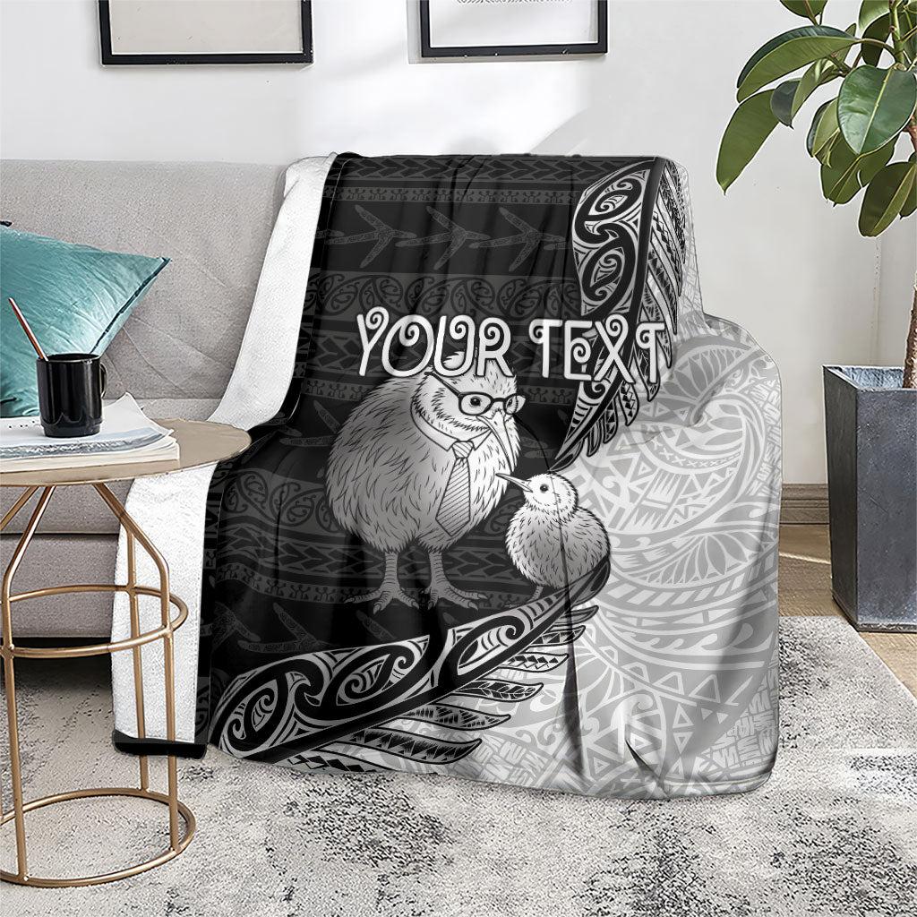 Personalised New Zealand Father's Day Blanket Papa Kiwi Bird Tribal Pattern DT05 - Polynesian Pride