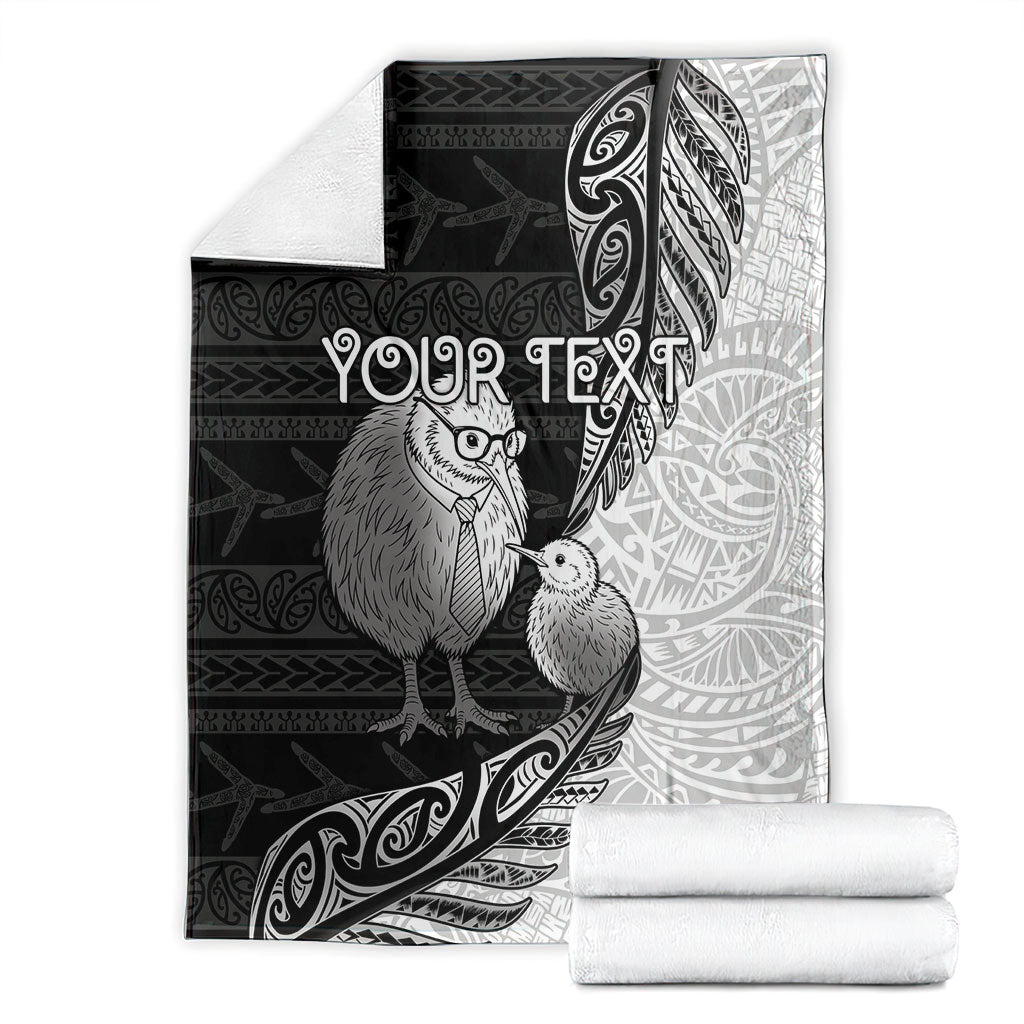 Personalised New Zealand Father's Day Blanket Papa Kiwi Bird Tribal Pattern DT05 - Polynesian Pride