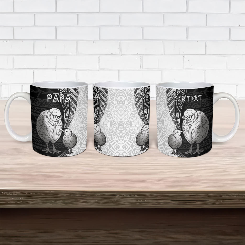 Personalised New Zealand Father's Day Ceramic Mug Papa Kiwi Bird Tribal Pattern DT05 - Polynesian Pride
