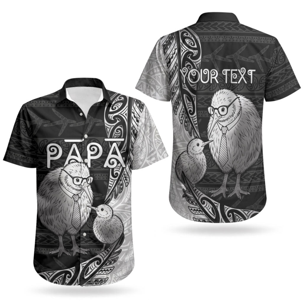 Personalised New Zealand Father's Day Couples Matching Summer Maxi Dress and Hawaiian Shirt Papa Kiwi Bird Tribal Pattern DT05 - Polynesian Pride