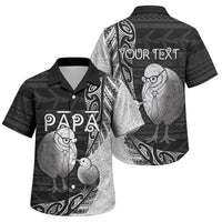 Personalised New Zealand Father's Day Family Matching Summer Maxi Dress and Hawaiian Shirt Papa Kiwi Bird Tribal Pattern DT05 Son's Shirt Black - Polynesian Pride
