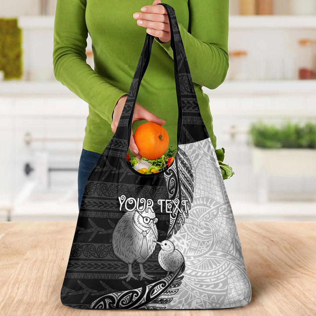 Personalised New Zealand Father's Day Grocery Bag Papa Kiwi Bird Tribal Pattern DT05 - Polynesian Pride