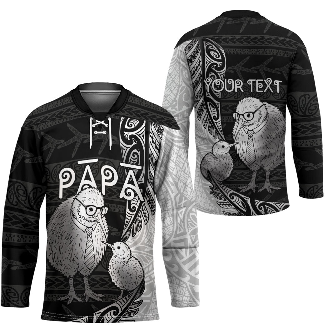 Personalised New Zealand Father's Day Hockey Jersey Papa Kiwi Bird Tribal Pattern DT05 - Polynesian Pride