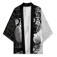 Personalised New Zealand Father's Day Kimono Papa Kiwi Bird Tribal Pattern DT05 Unisex Black - Polynesian Pride