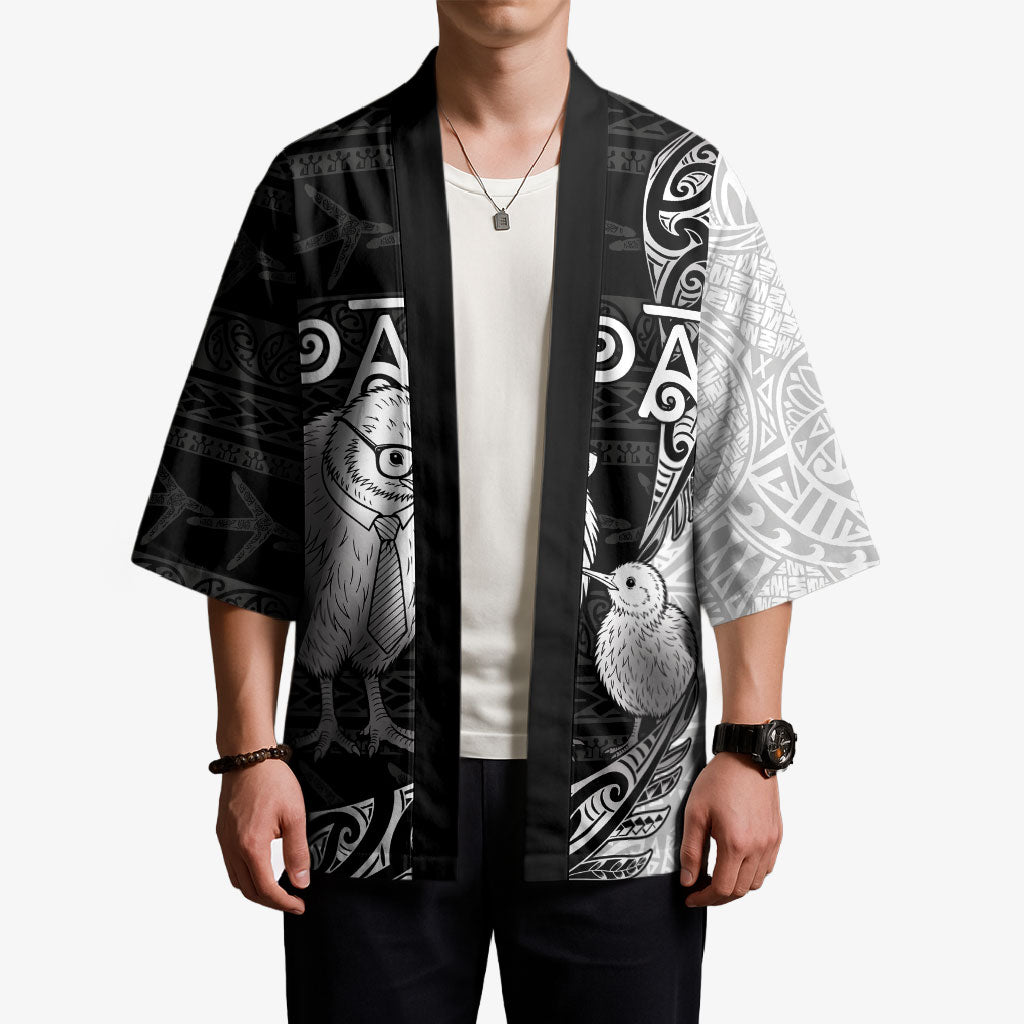 Personalised New Zealand Father's Day Kimono Papa Kiwi Bird Tribal Pattern DT05 - Polynesian Pride