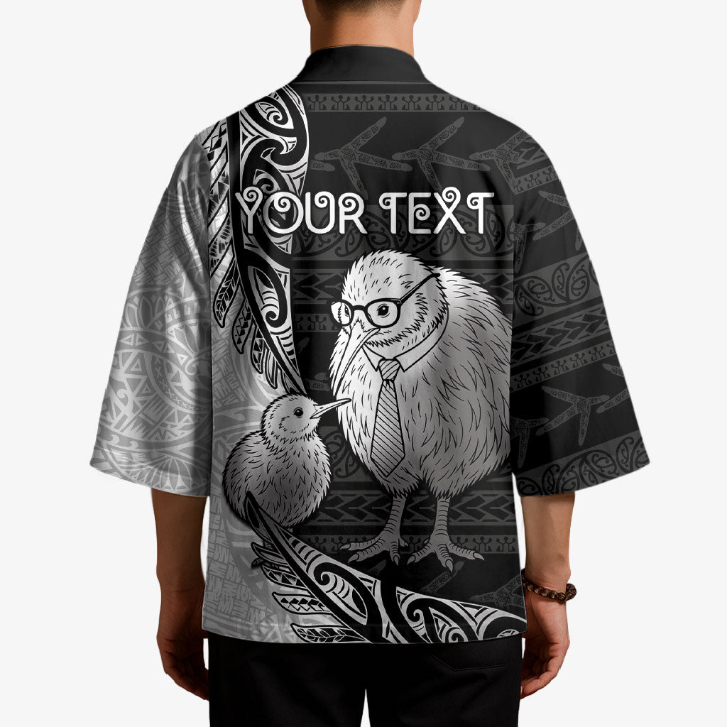 Personalised New Zealand Father's Day Kimono Papa Kiwi Bird Tribal Pattern DT05 - Polynesian Pride