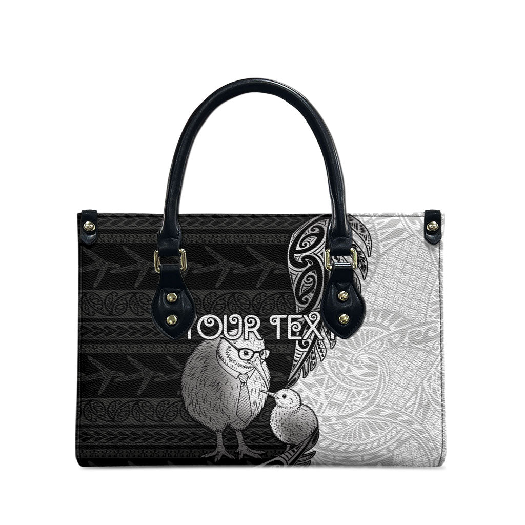 Personalised New Zealand Father's Day Leather Bag Papa Kiwi Bird Tribal Pattern DT05 - Polynesian Pride