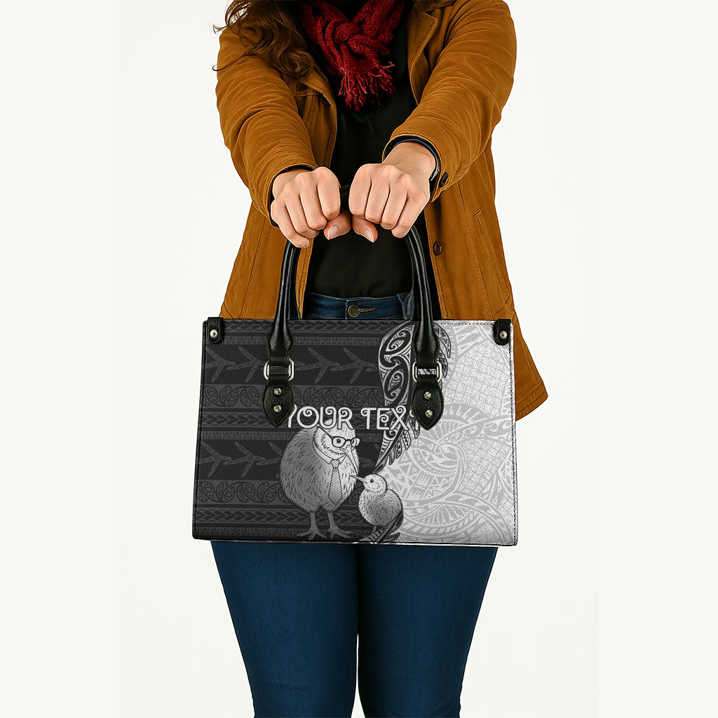 Personalised New Zealand Father's Day Leather Bag Papa Kiwi Bird Tribal Pattern DT05 - Polynesian Pride
