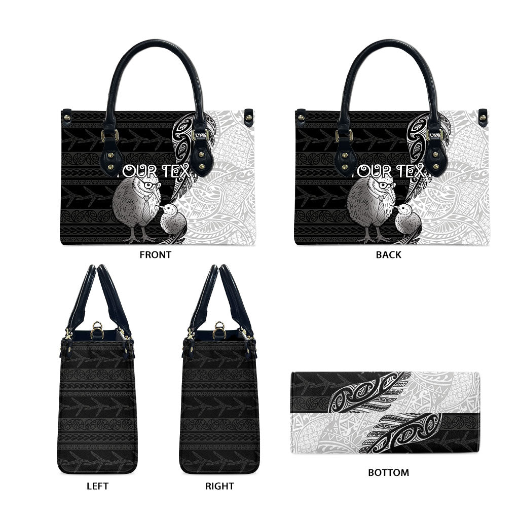 Personalised New Zealand Father's Day Leather Bag Papa Kiwi Bird Tribal Pattern DT05 - Polynesian Pride