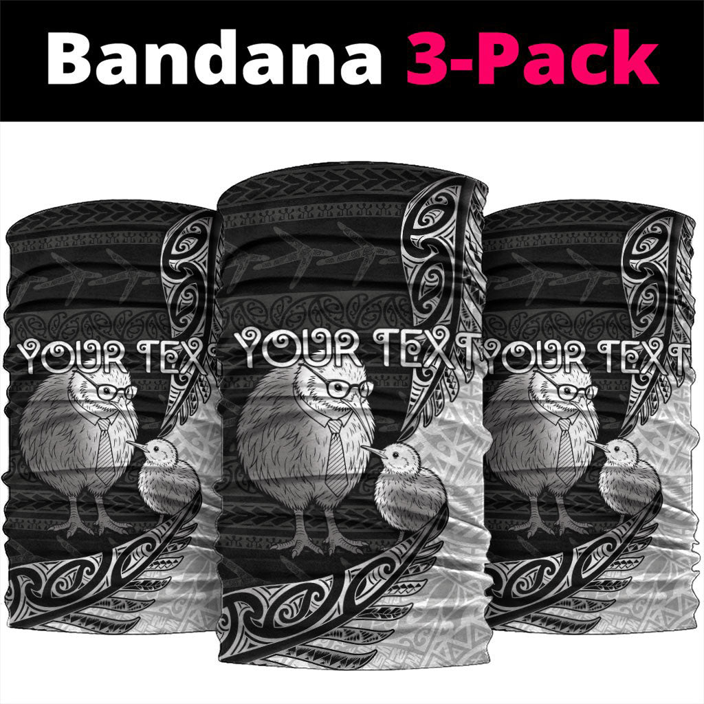 Personalised New Zealand Father's Day Neck Gaiter Papa Kiwi Bird Tribal Pattern DT05 package One Size: 25*50cm Black - Polynesian Pride