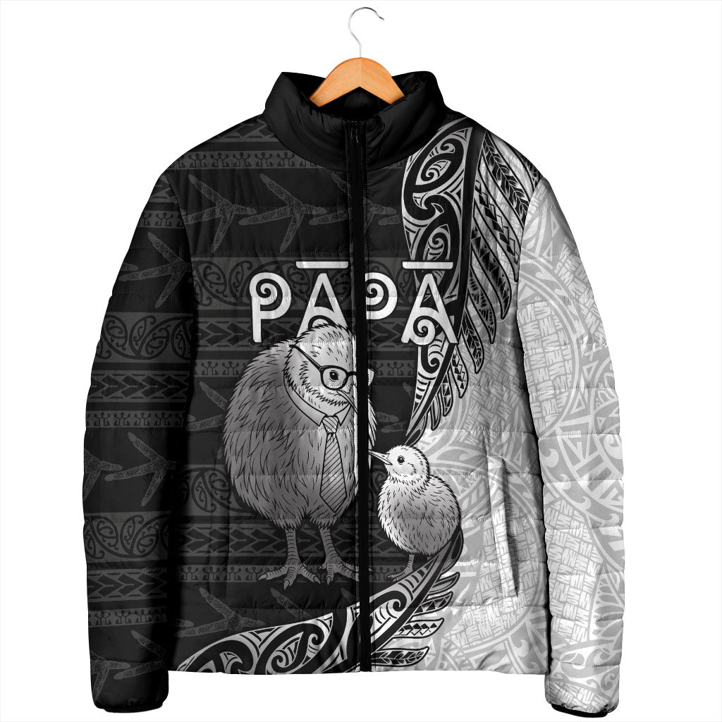 Personalised New Zealand Father's Day Padded Jacket Papa Kiwi Bird Tribal Pattern DT05 - Polynesian Pride