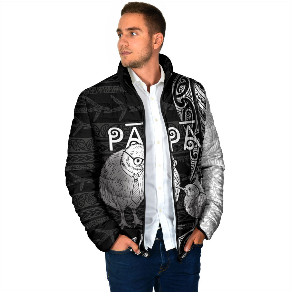 Personalised New Zealand Father's Day Padded Jacket Papa Kiwi Bird Tribal Pattern DT05 - Polynesian Pride
