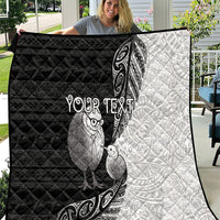 Personalised New Zealand Father's Day Quilt Papa Kiwi Bird Tribal Pattern DT05 Black - Polynesian Pride