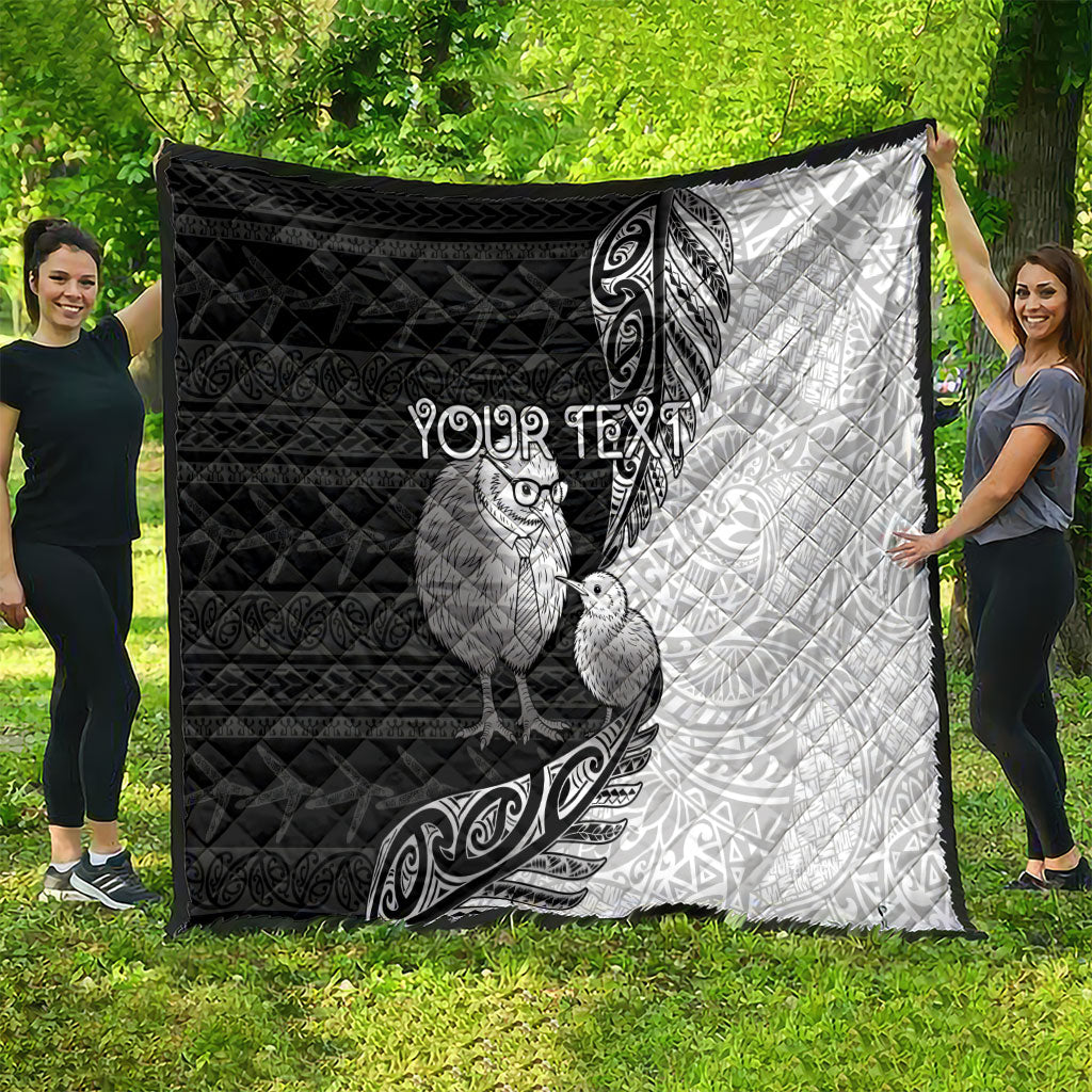 Personalised New Zealand Father's Day Quilt Papa Kiwi Bird Tribal Pattern DT05 - Polynesian Pride