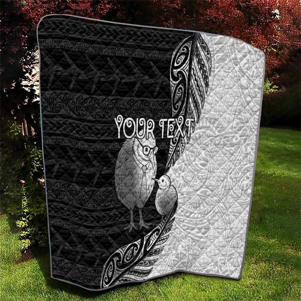 Personalised New Zealand Father's Day Quilt Papa Kiwi Bird Tribal Pattern DT05 - Polynesian Pride