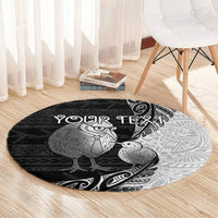 Personalised New Zealand Father's Day Round Carpet Papa Kiwi Bird Tribal Pattern DT05 - Polynesian Pride