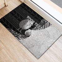 Personalised New Zealand Father's Day Rubber Doormat Papa Kiwi Bird Tribal Pattern DT05 - Polynesian Pride