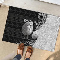 Personalised New Zealand Father's Day Rubber Doormat Papa Kiwi Bird Tribal Pattern DT05 - Polynesian Pride