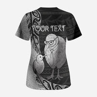 Personalised New Zealand Father's Day Scrub Top Papa Kiwi Bird Tribal Pattern DT05 - Polynesian Pride