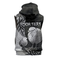 Personalised New Zealand Father's Day Sleeveless Hoodie Papa Kiwi Bird Tribal Pattern DT05 - Polynesian Pride