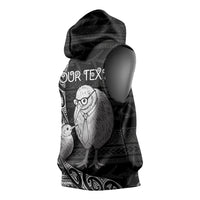 Personalised New Zealand Father's Day Sleeveless Hoodie Papa Kiwi Bird Tribal Pattern DT05 - Polynesian Pride