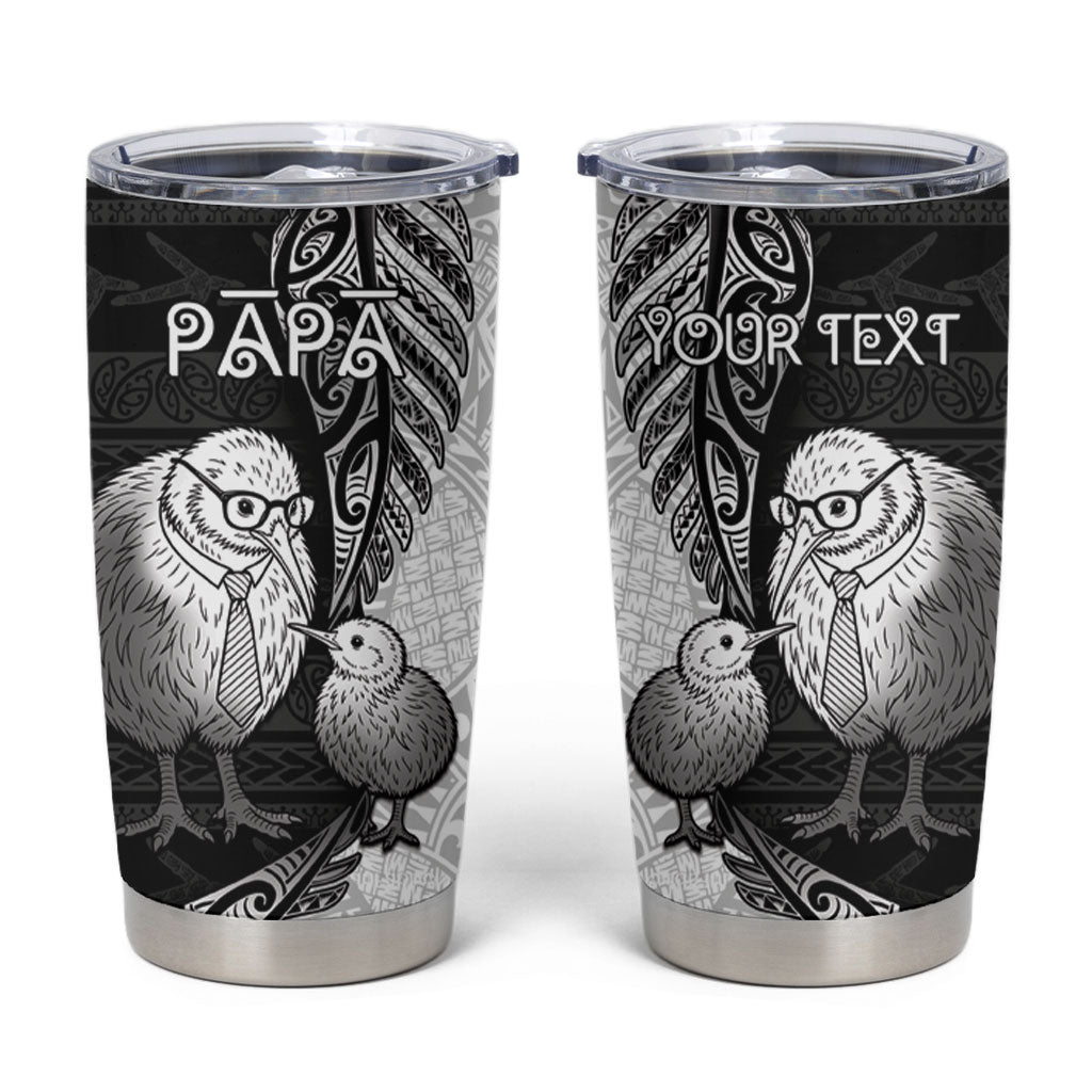 Personalised New Zealand Father's Day Tumbler Cup Papa Kiwi Bird Tribal Pattern