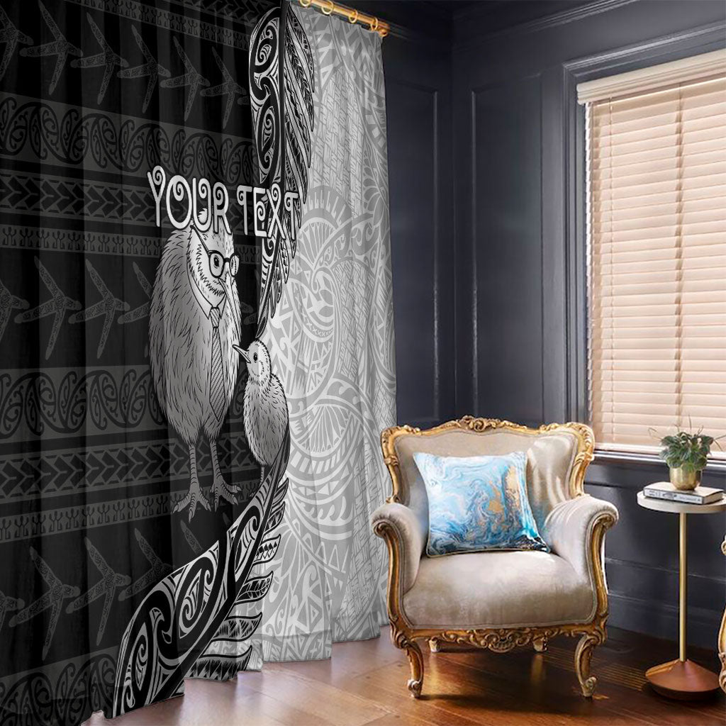 Personalised New Zealand Father's Day Window Curtain Papa Kiwi Bird Tribal Pattern DT05 - Polynesian Pride