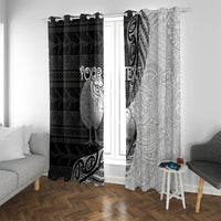 Personalised New Zealand Father's Day Window Curtain Papa Kiwi Bird Tribal Pattern DT05 With Grommets Black - Polynesian Pride