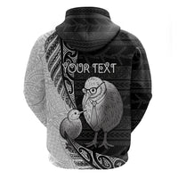 Personalised New Zealand Father's Day Zip Hoodie Papa Kiwi Bird Tribal Pattern DT05 - Polynesian Pride