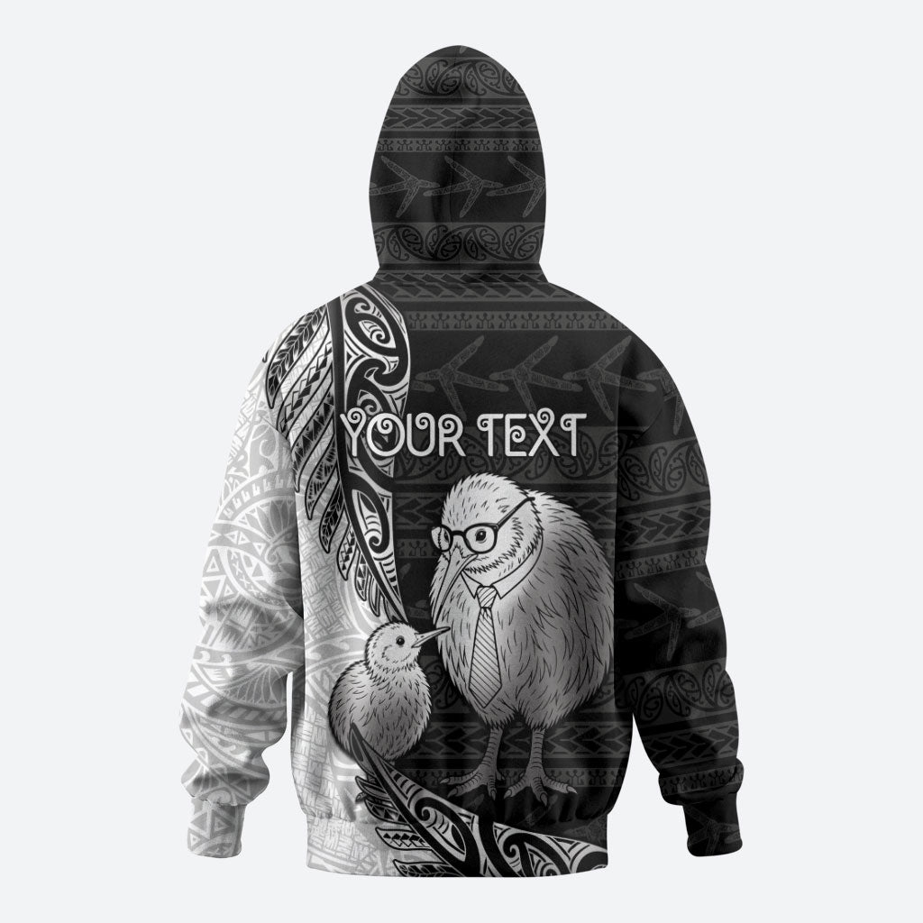 Personalised New Zealand Father's Day Zip Hoodie Papa Kiwi Bird Tribal Pattern DT05 - Polynesian Pride
