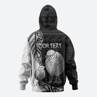Personalised New Zealand Father's Day Zip Hoodie Papa Kiwi Bird Tribal Pattern DT05 - Polynesian Pride