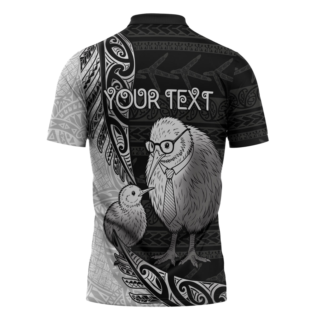 Personalised New Zealand Father's Day Zipper Polo Shirt Papa Kiwi Bird Tribal Pattern DT05 - Polynesian Pride